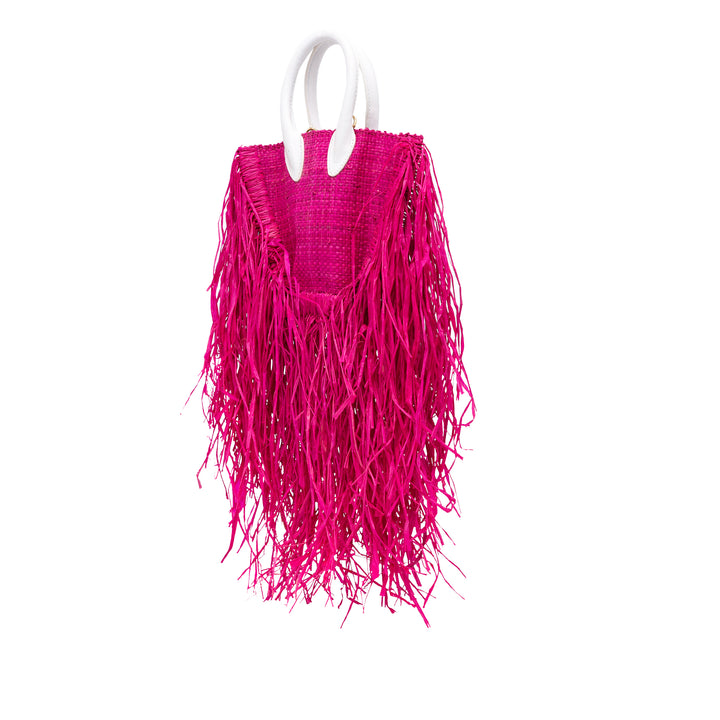 Raffia Le Petit Baci Satchel Pink - Gaby Paris