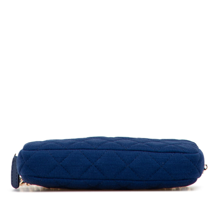 Chanel CC Quilted Jersey Double Zip Wallet on Chain Bleu