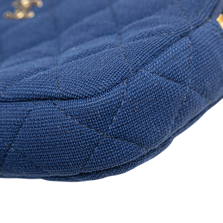 Chanel CC Quilted Jersey Double Zip Wallet on Chain Bleu