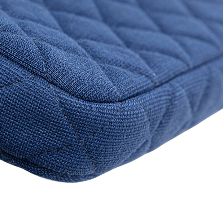 Chanel CC Quilted Jersey Double Zip Wallet on Chain Bleu