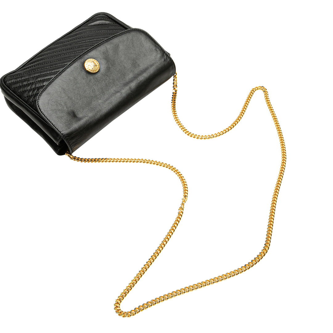 Leather Triomphe Chain Crossbody Black - Gaby Paris