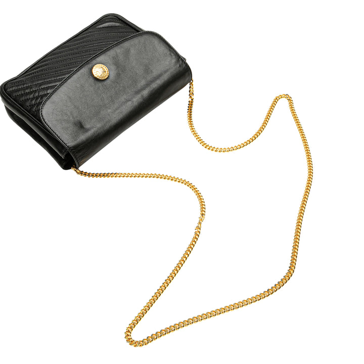 Leather Triomphe Chain Crossbody Black - Gaby Paris