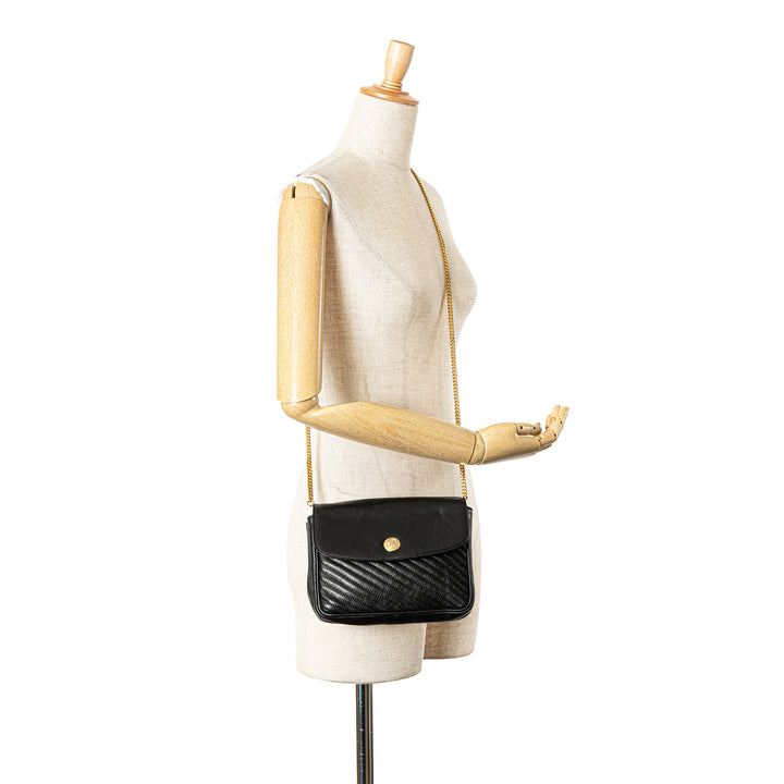 Leather Triomphe Chain Crossbody Black - Gaby Paris