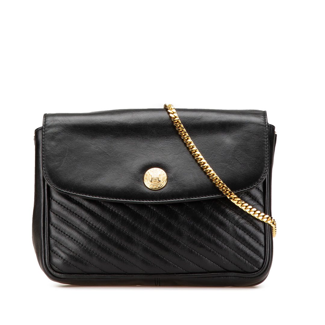 Leather Triomphe Chain Crossbody Black - Gaby Paris