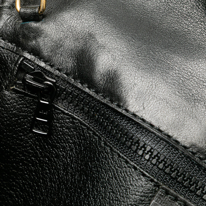 Leather Triomphe Chain Crossbody Black - Gaby Paris