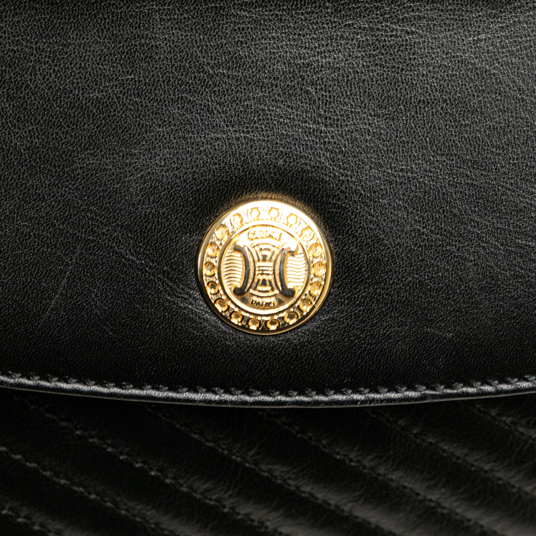 Leather Triomphe Chain Crossbody Black - Gaby Paris