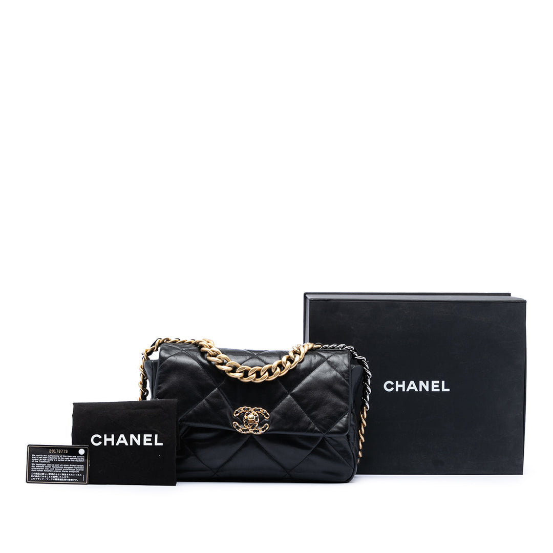 Chanel 19 à rabat Grand Cuir d'agneau