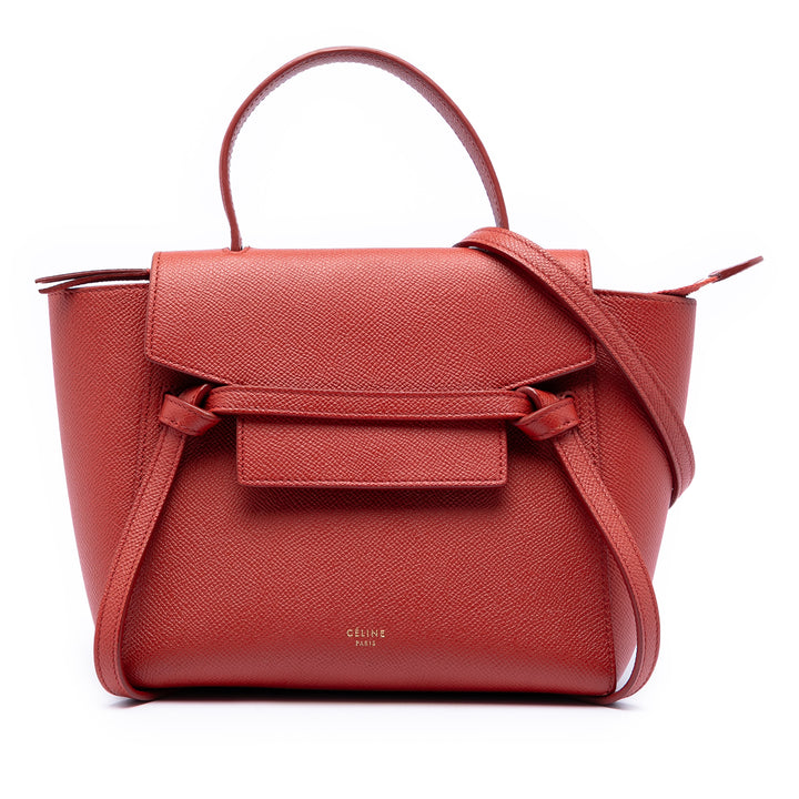 Celine grainé Sac ceinture Nano Cuir de veau grainé Rouge – vue principale – GABY PARIS