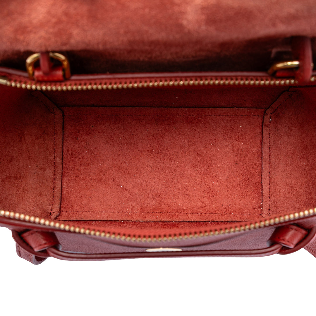 Celine grainé Sac ceinture Nano Cuir de veau grainé Rouge – vue 4 – GABY PARIS