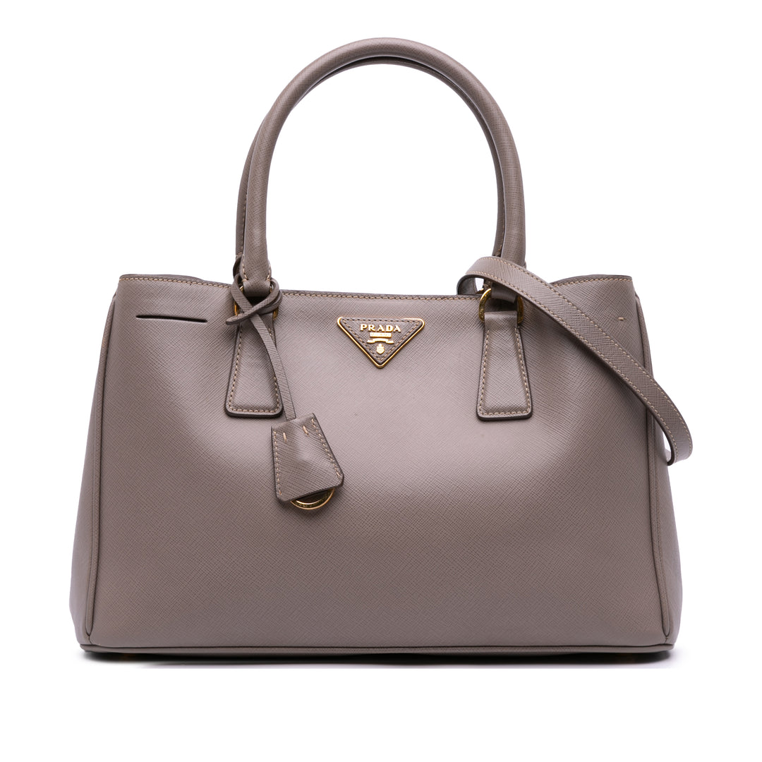Small Saffiano Lux Galleria Satchel Brown - Gaby Paris
