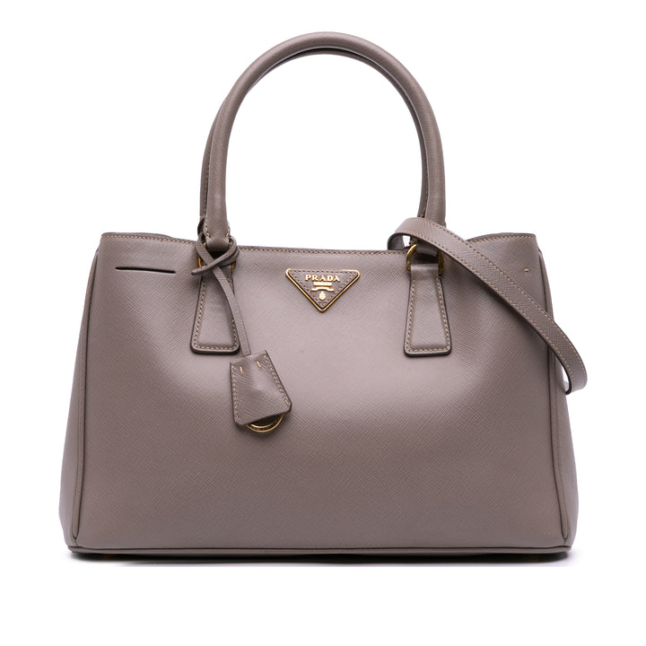 Small Saffiano Lux Galleria Satchel Brown - Gaby Paris