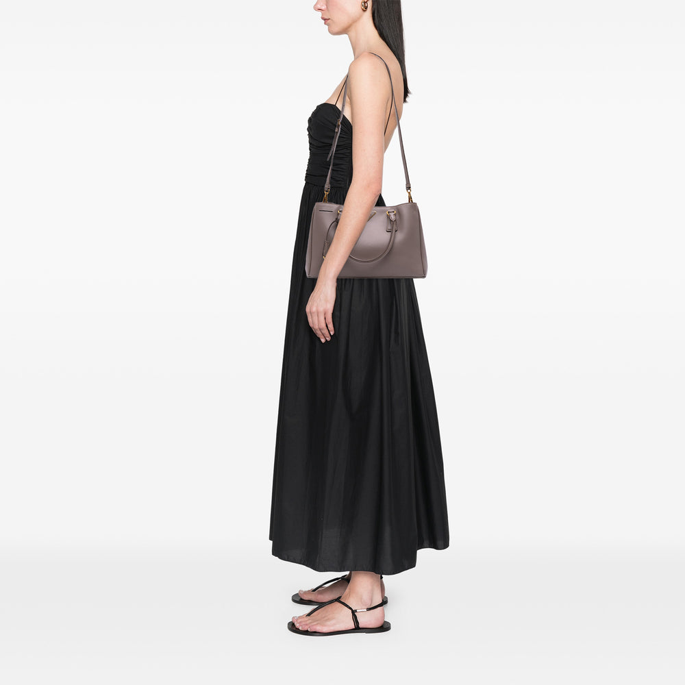 Small Saffiano Lux Galleria Satchel Brown - Gaby Paris