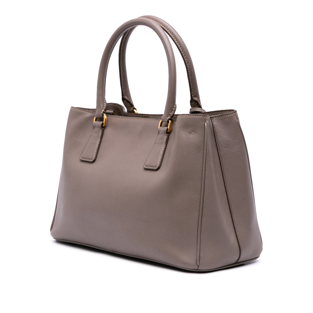Small Saffiano Lux Galleria Satchel Brown - Gaby Paris