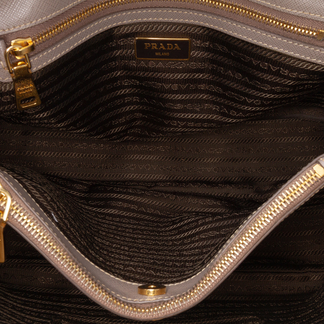 Small Saffiano Lux Galleria Satchel Brown - Gaby Paris