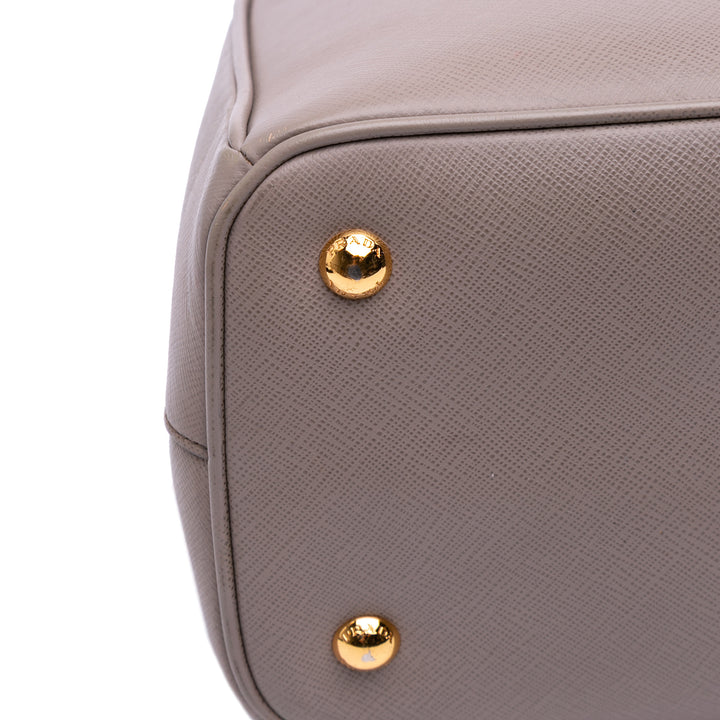 Small Saffiano Lux Galleria Satchel Brown - Gaby Paris