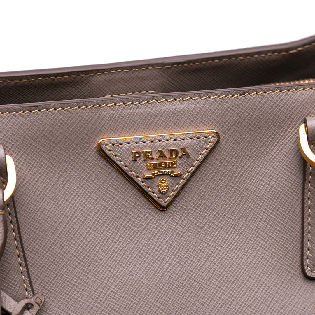 Small Saffiano Lux Galleria Satchel Brown - Gaby Paris