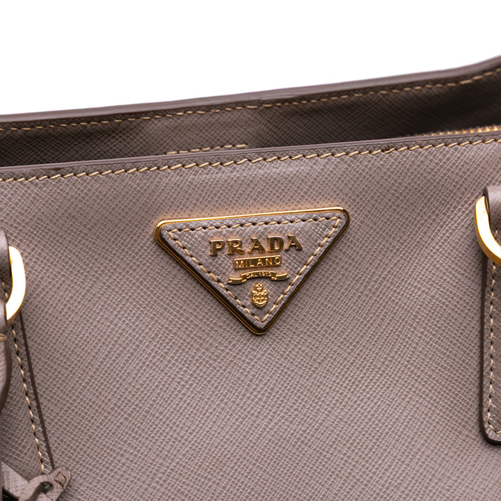 Small Saffiano Lux Galleria Satchel Brown - Gaby Paris