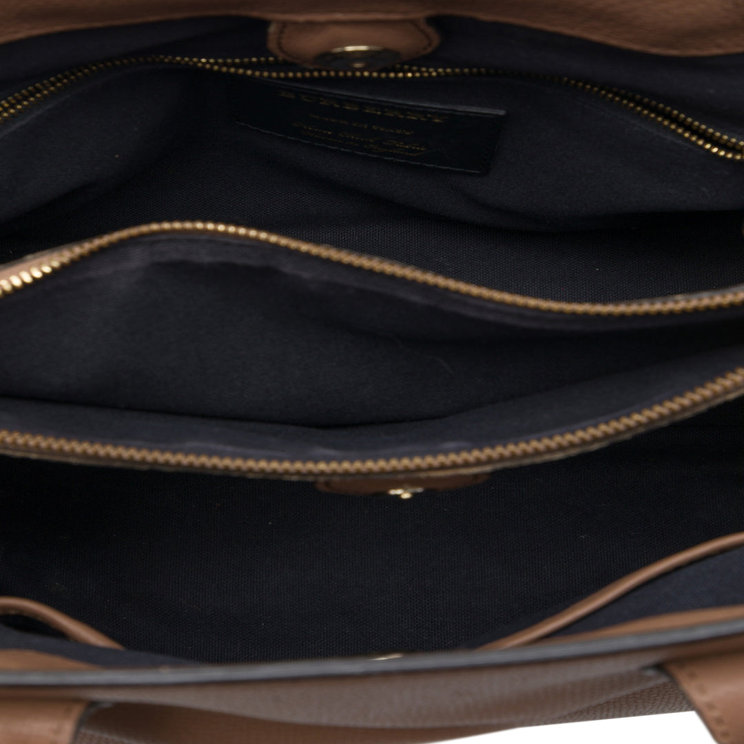 House Check Banner Sac Moyen Cuir de veau Marron