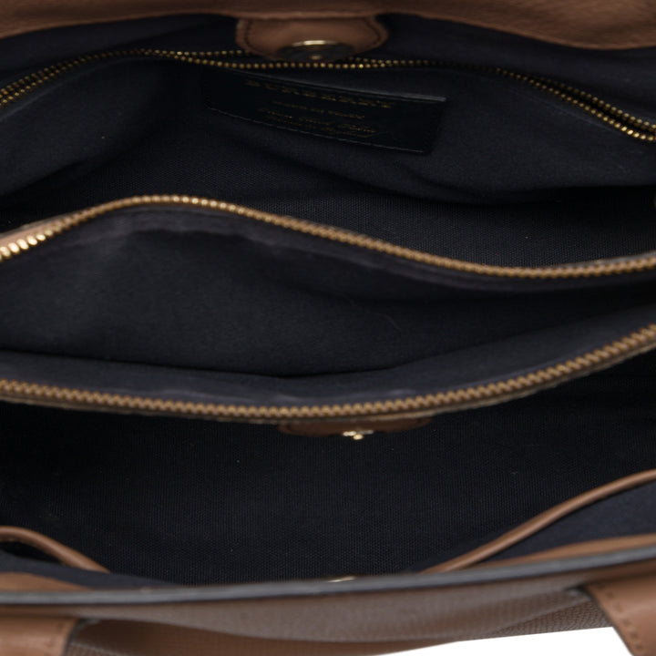 House Check Banner Sac Moyen Cuir de veau Marron