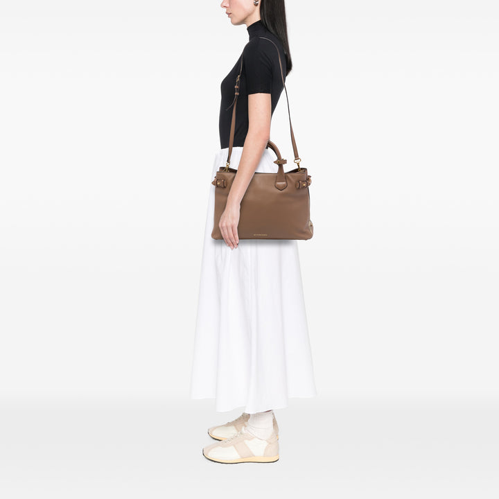 House Check Banner Sac Moyen Cuir de veau Marron