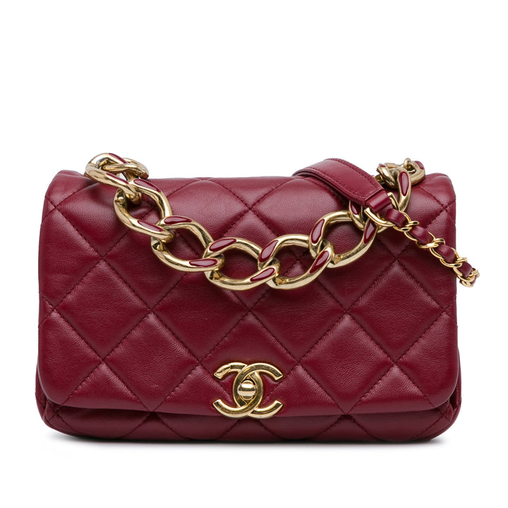 Small Lambskin Color Match Flap Red - Gaby Paris