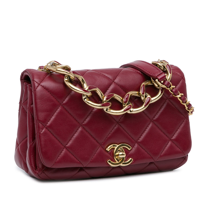 Small Lambskin Color Match Flap Red - Gaby Paris