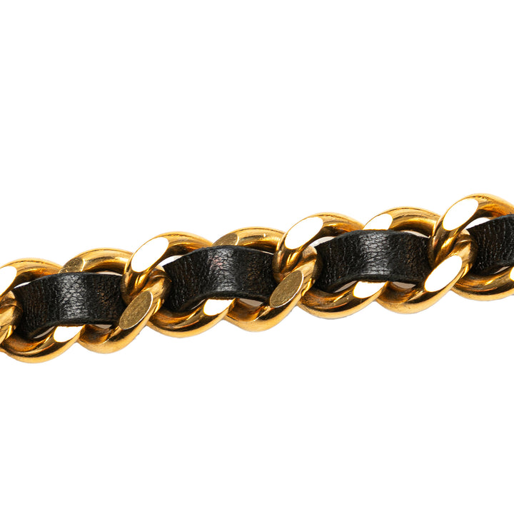 Gold Plated Medallion Leather Woven Chain Belt Gold - Gaby Paris