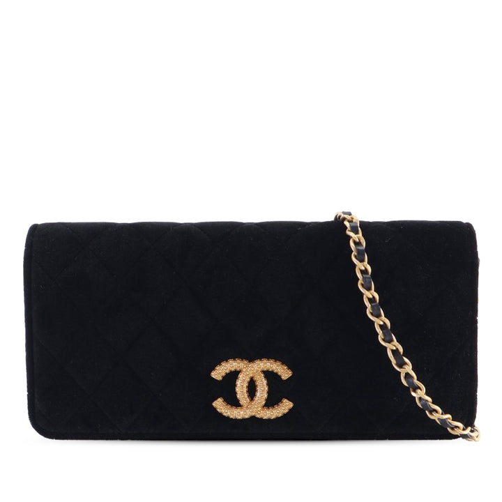 Chanel CC Matelassé Velours East West Pochette avec chaîne