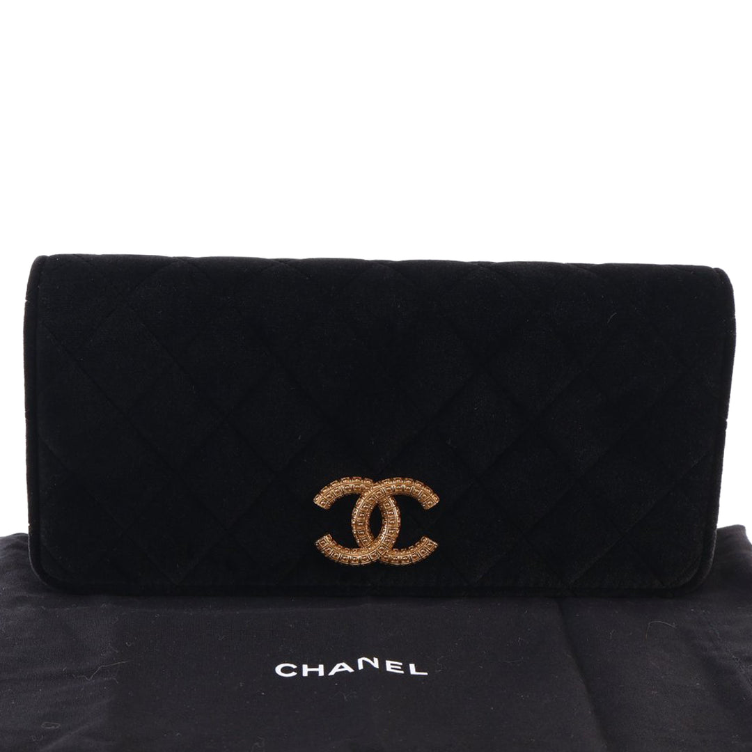 Chanel CC Matelassé Velours East West Pochette avec chaîne