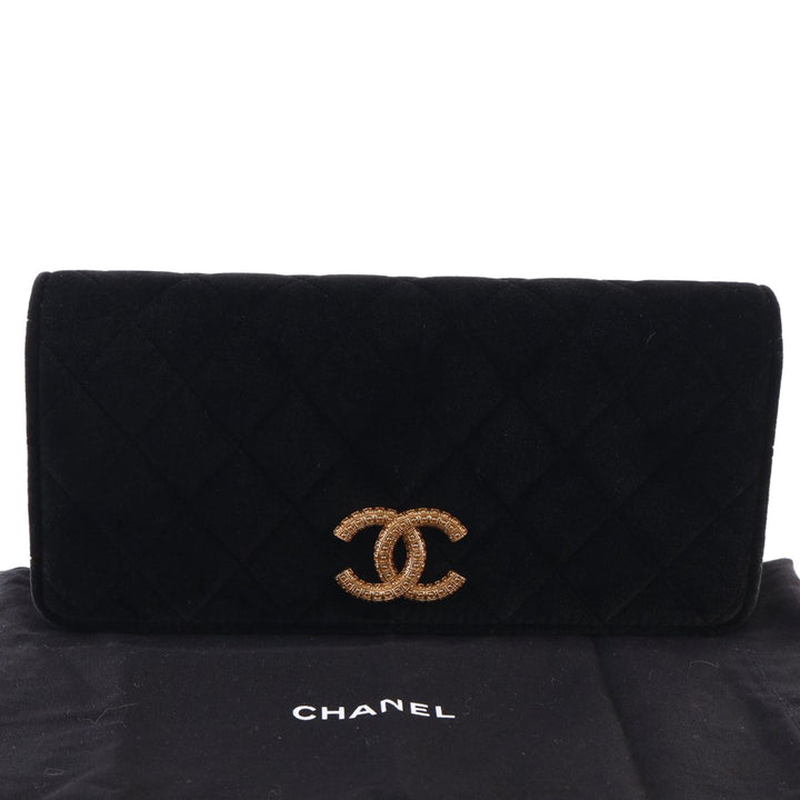 Chanel CC Matelassé Velours East West Pochette avec chaîne