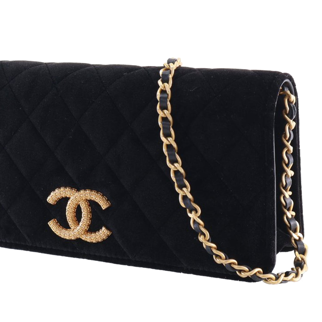 Chanel CC Matelassé Velours East West Pochette avec chaîne