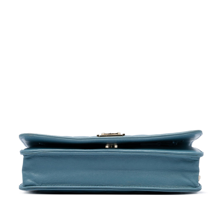 Matelassé Boy Wallet on Chain Cuir d'agneau Bleu