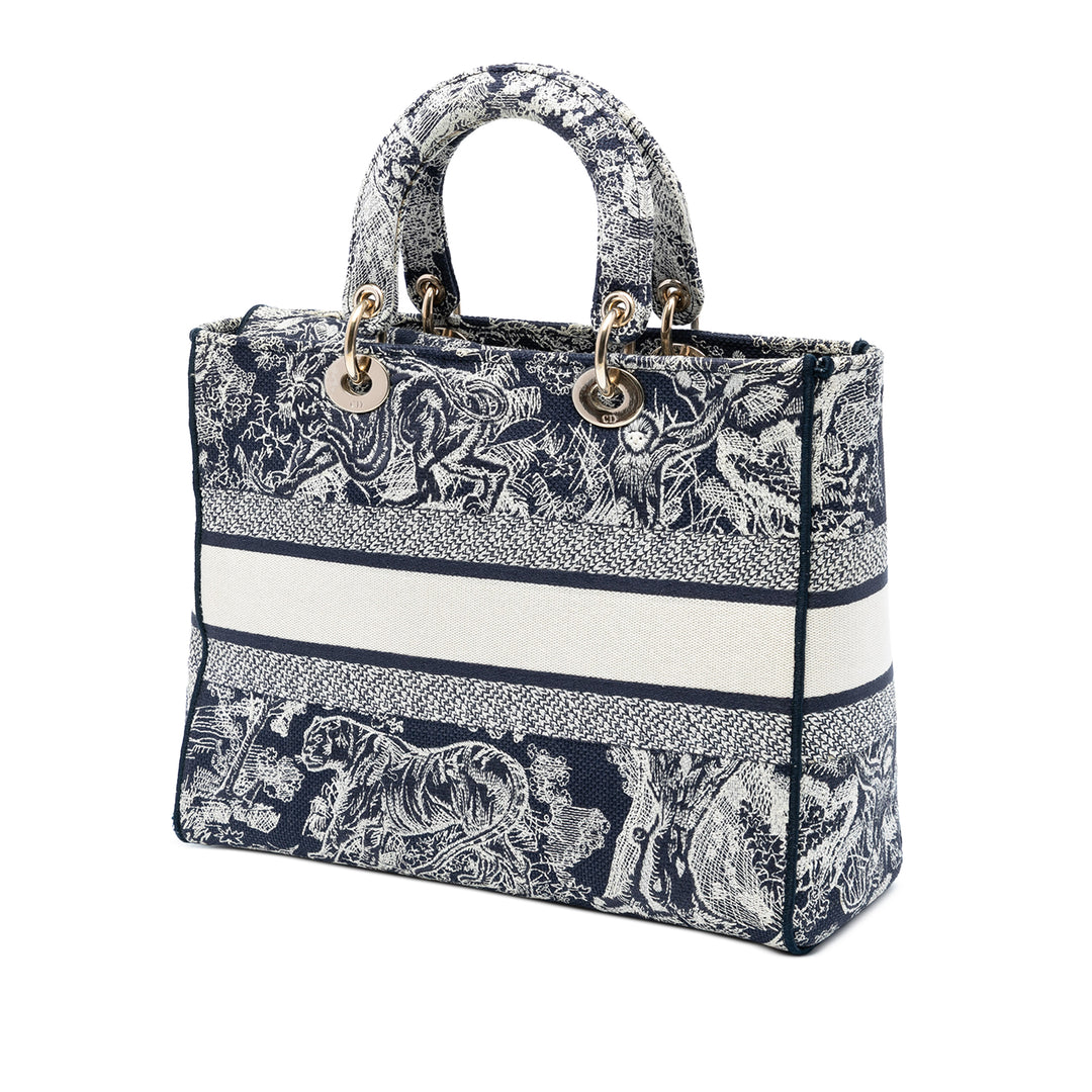 Dior Large brodé Toile Toile de Jouy Lady D Lite