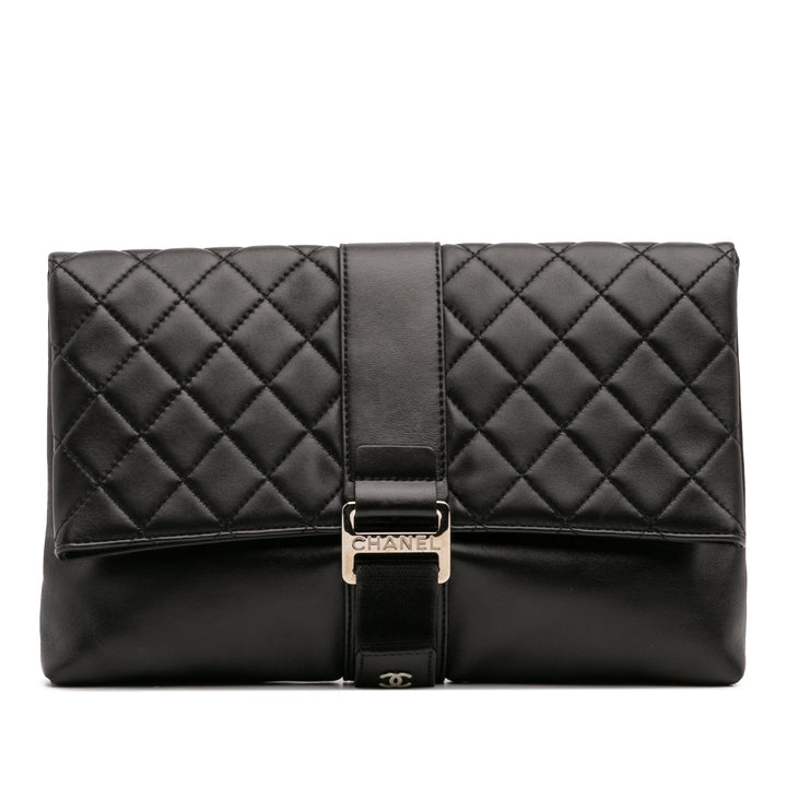 Chanel CC Matelassé Cuir d’agneau Grip Pochette