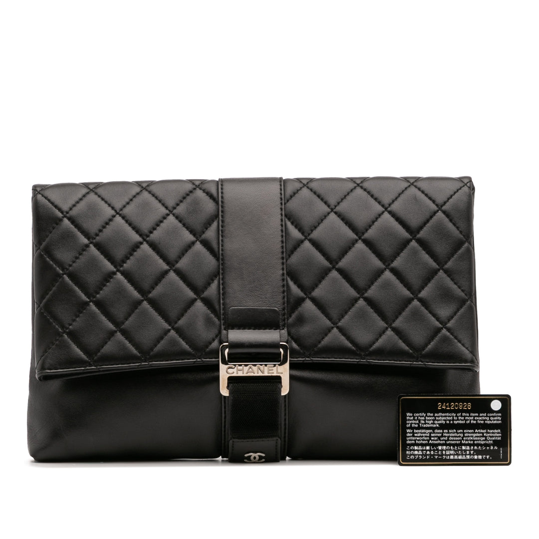Chanel CC Matelassé Cuir d’agneau Grip Pochette