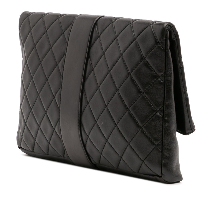 Chanel CC Matelassé Cuir d’agneau Grip Pochette