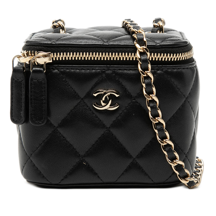 Chanel Mini Matelassé Cuir d’agneau Vanity avec chaîne