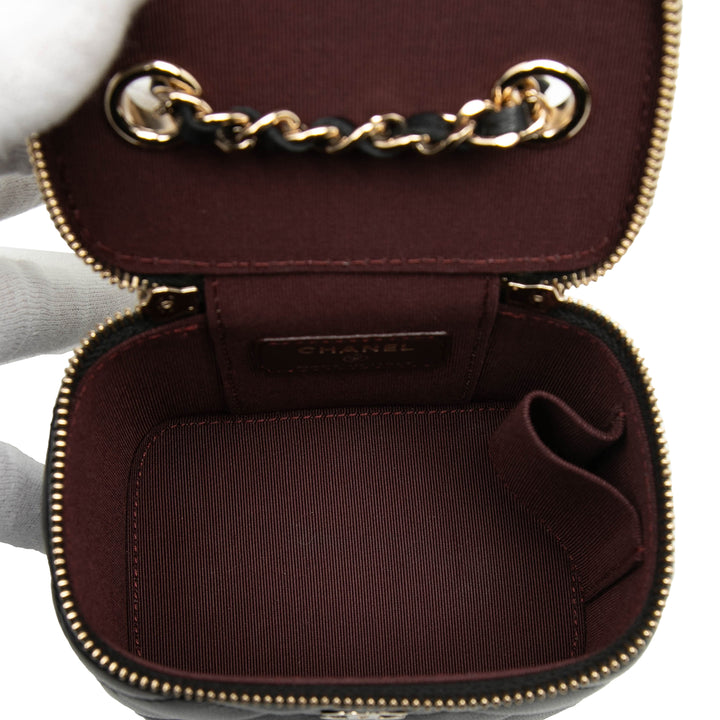 Chanel Mini Matelassé Cuir d’agneau Vanity avec chaîne