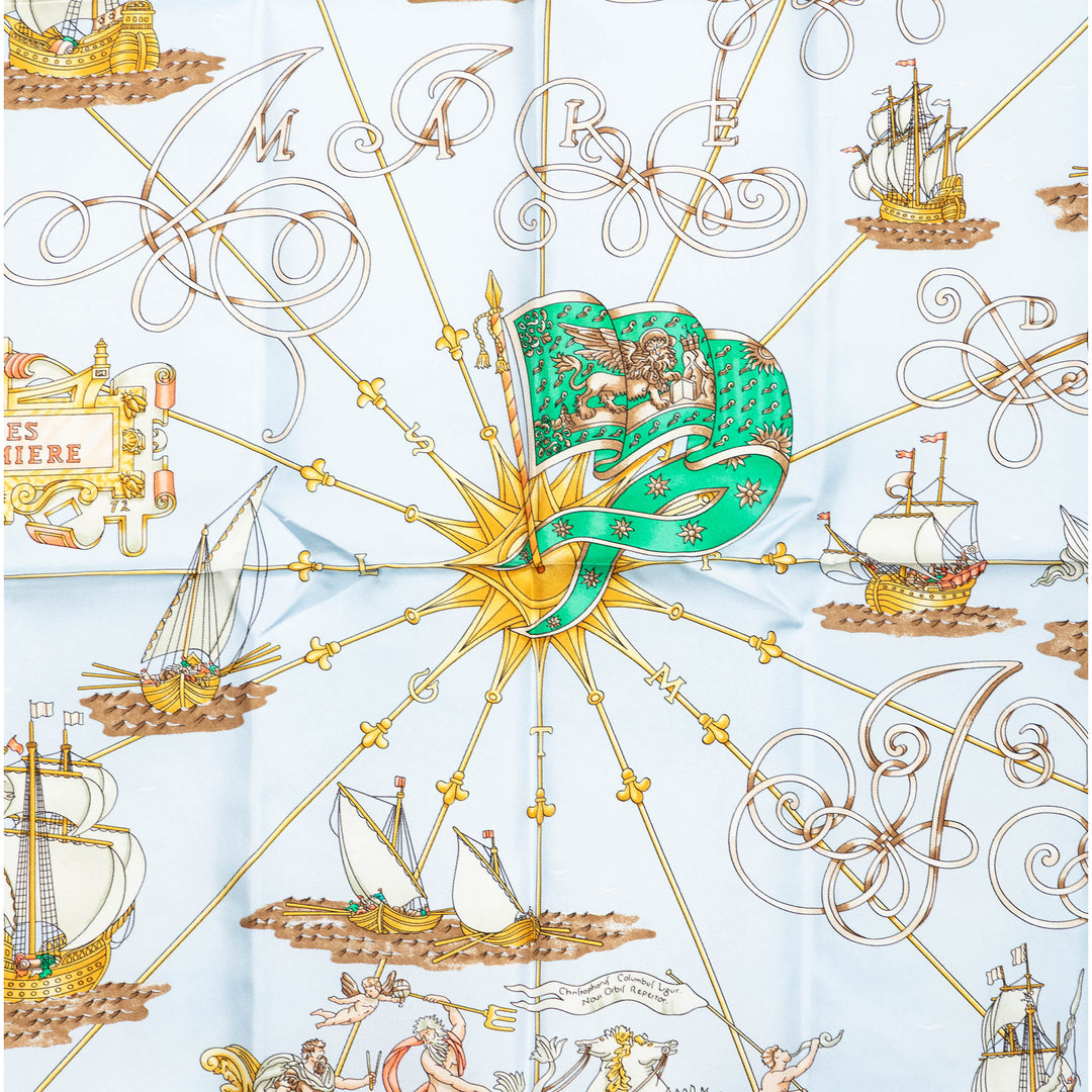 Hermès Vaisseaux et Fregates Foulard 90 Soie