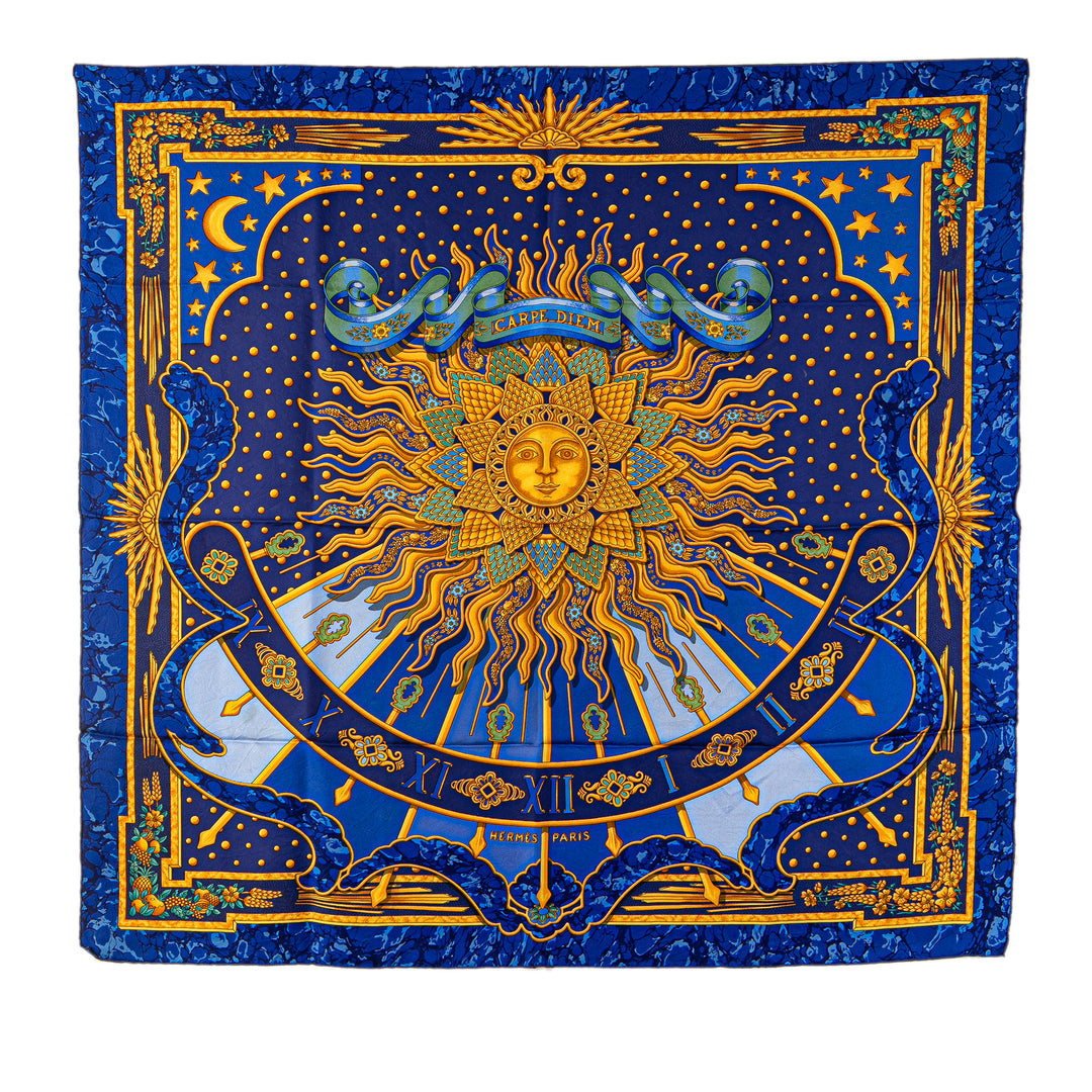 Carpe Diem Silk Scarf Blue - Gaby Paris