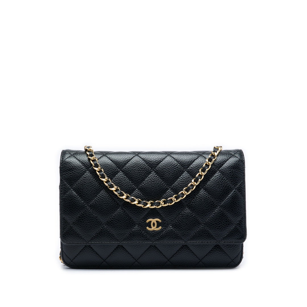 CC Matelassé Wallet on Chain Cuir caviar Noir