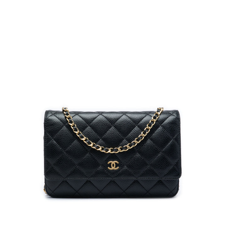 CC Matelassé Wallet on Chain Cuir caviar Noir