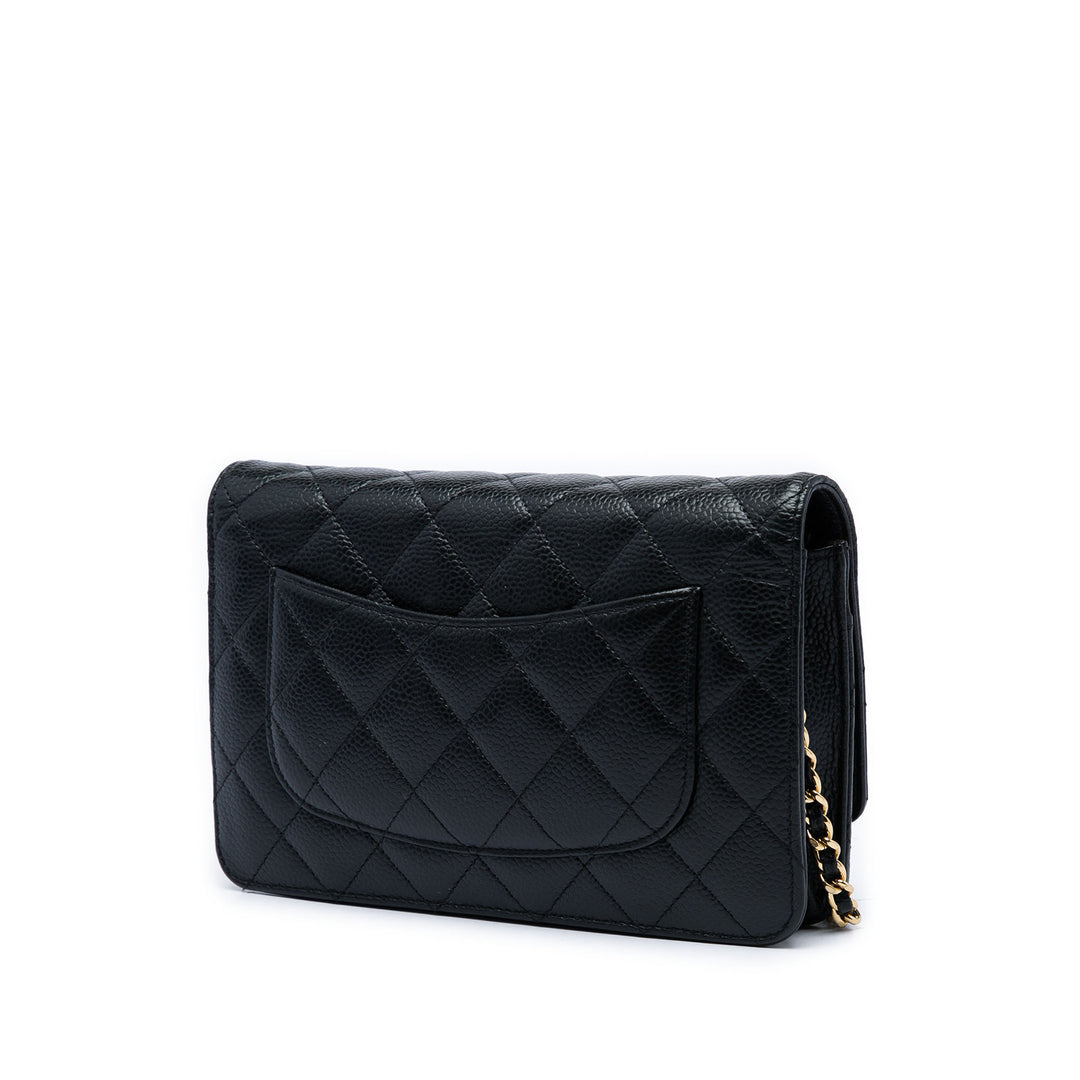 CC Matelassé Wallet on Chain Cuir caviar Noir