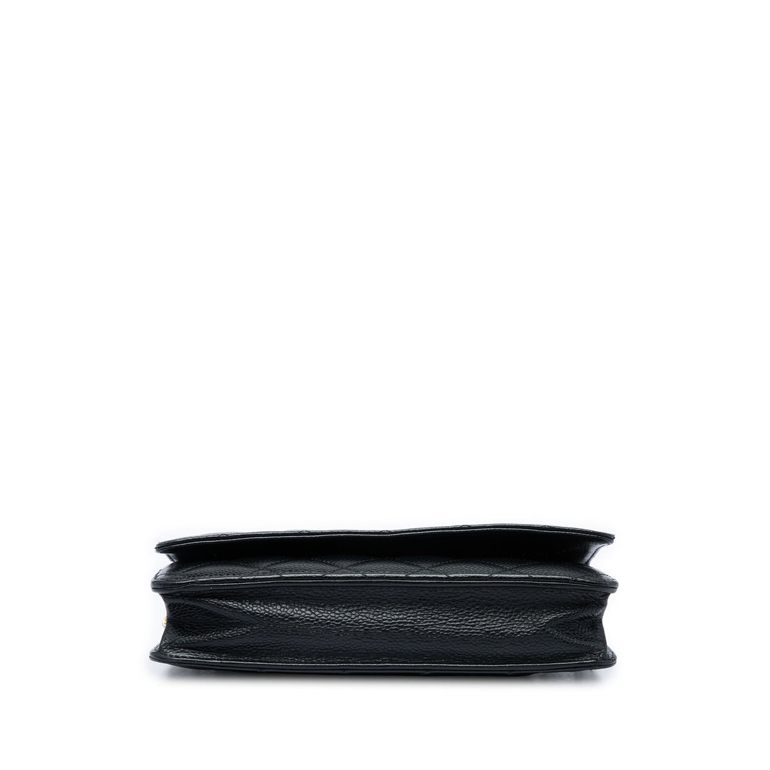 CC Matelassé Wallet on Chain Cuir caviar Noir