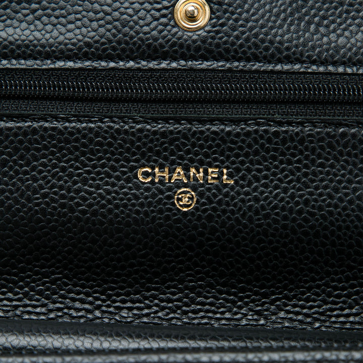 CC Matelassé Wallet on Chain Cuir caviar Noir