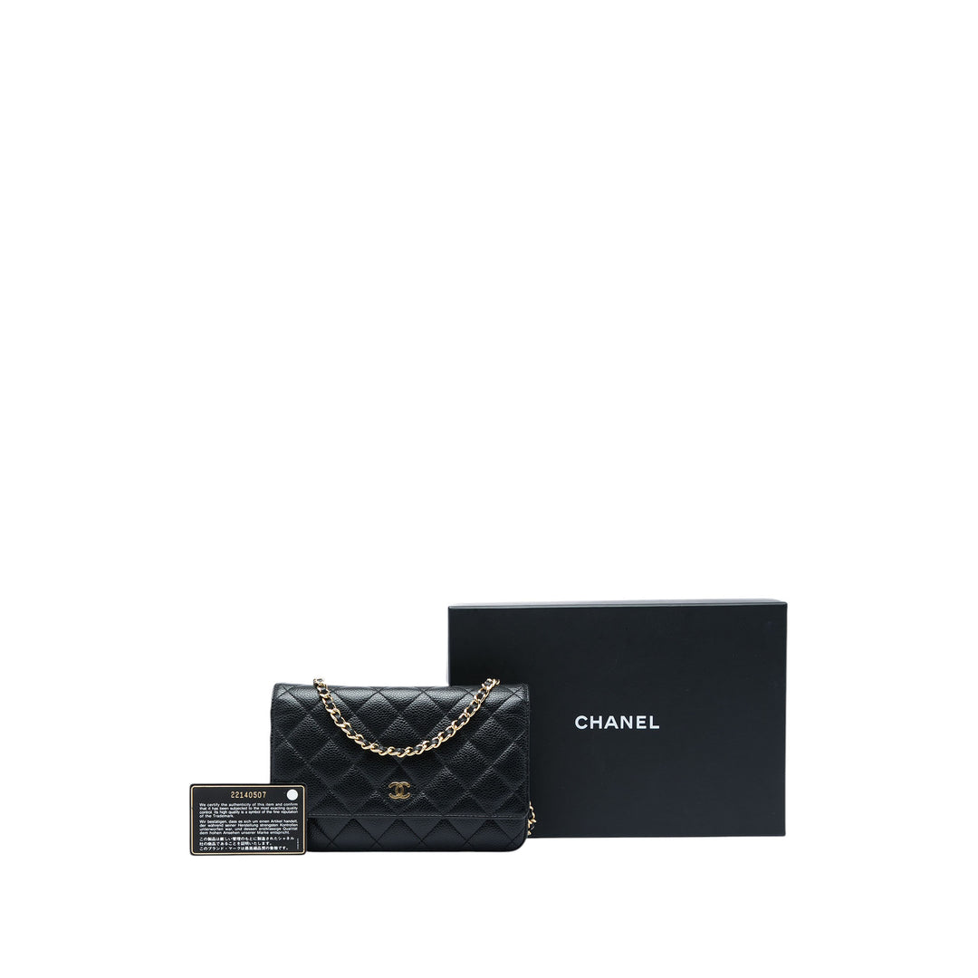 CC Matelassé Wallet on Chain Cuir caviar Noir