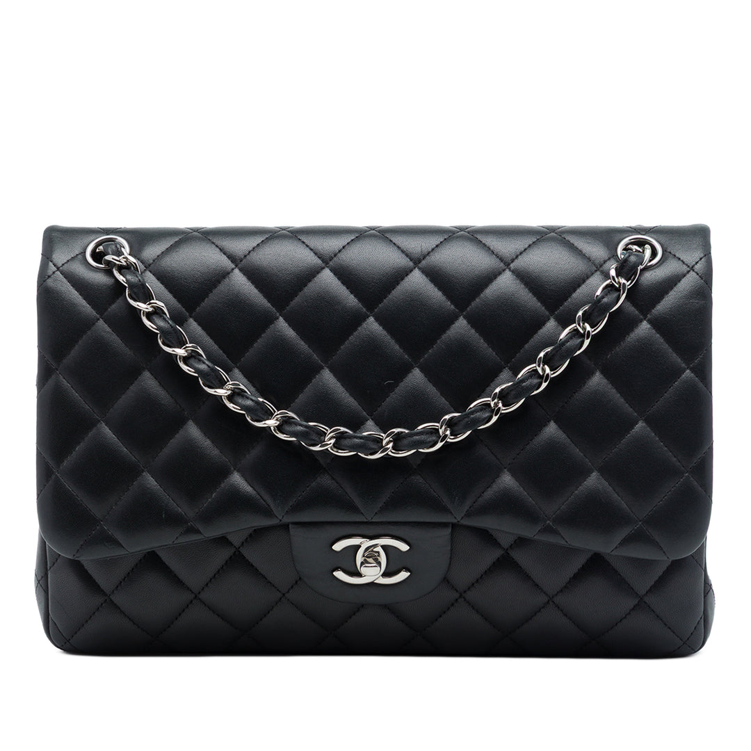 Chanel Classic Double rabat Jumbo Cuir d'agneau Noir – vue principale – GABY PARIS