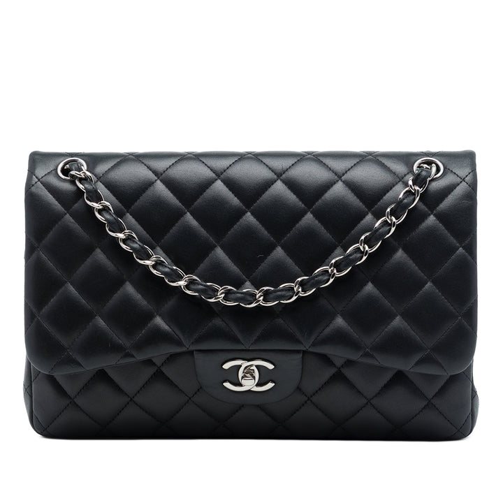 Chanel Classic Double rabat Jumbo Cuir d'agneau Noir – vue principale – GABY PARIS
