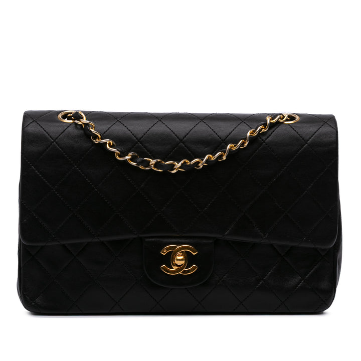 Medium Classic Lambskin Double Flap Black - Gaby Paris