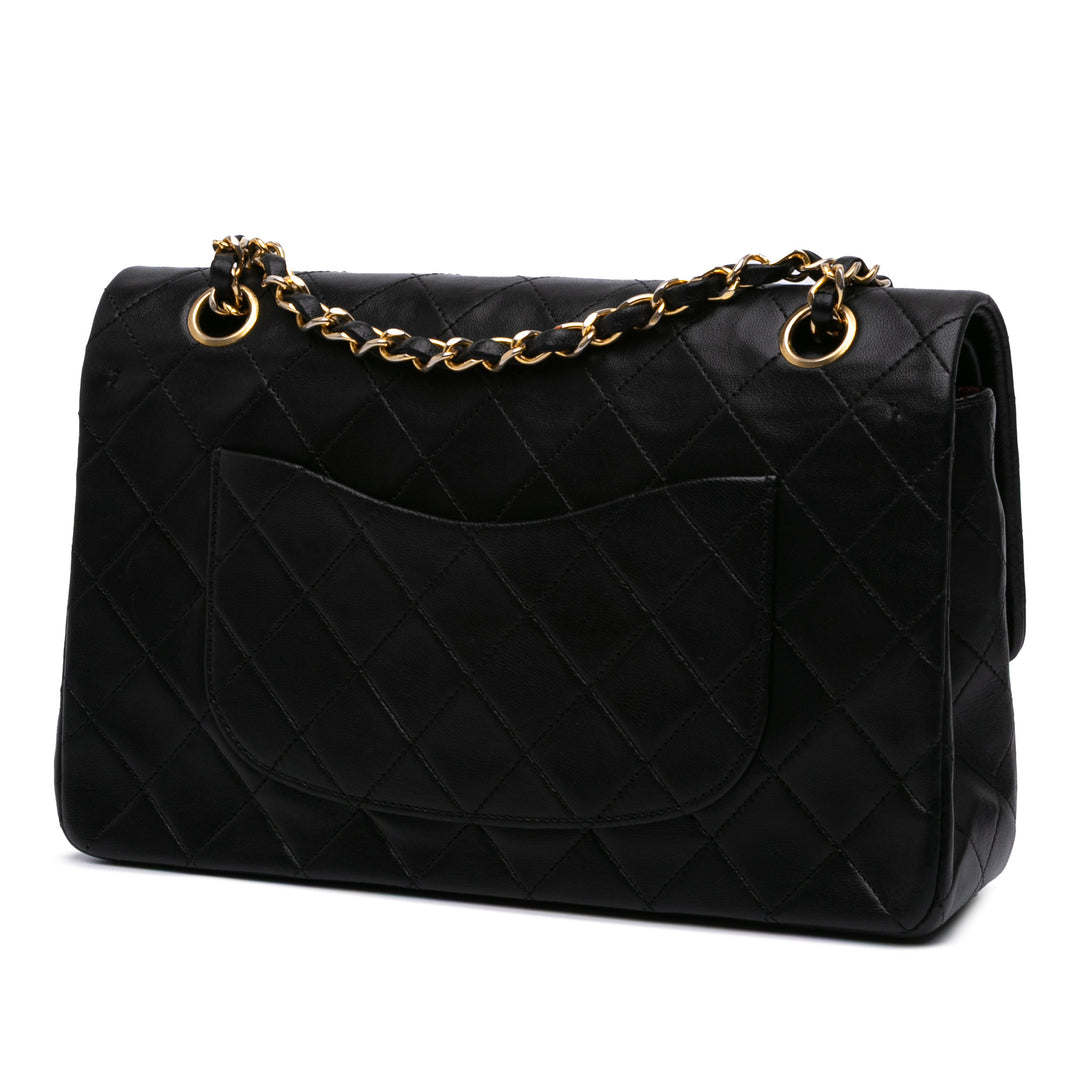 Medium Classic Lambskin Double Flap Black - Gaby Paris